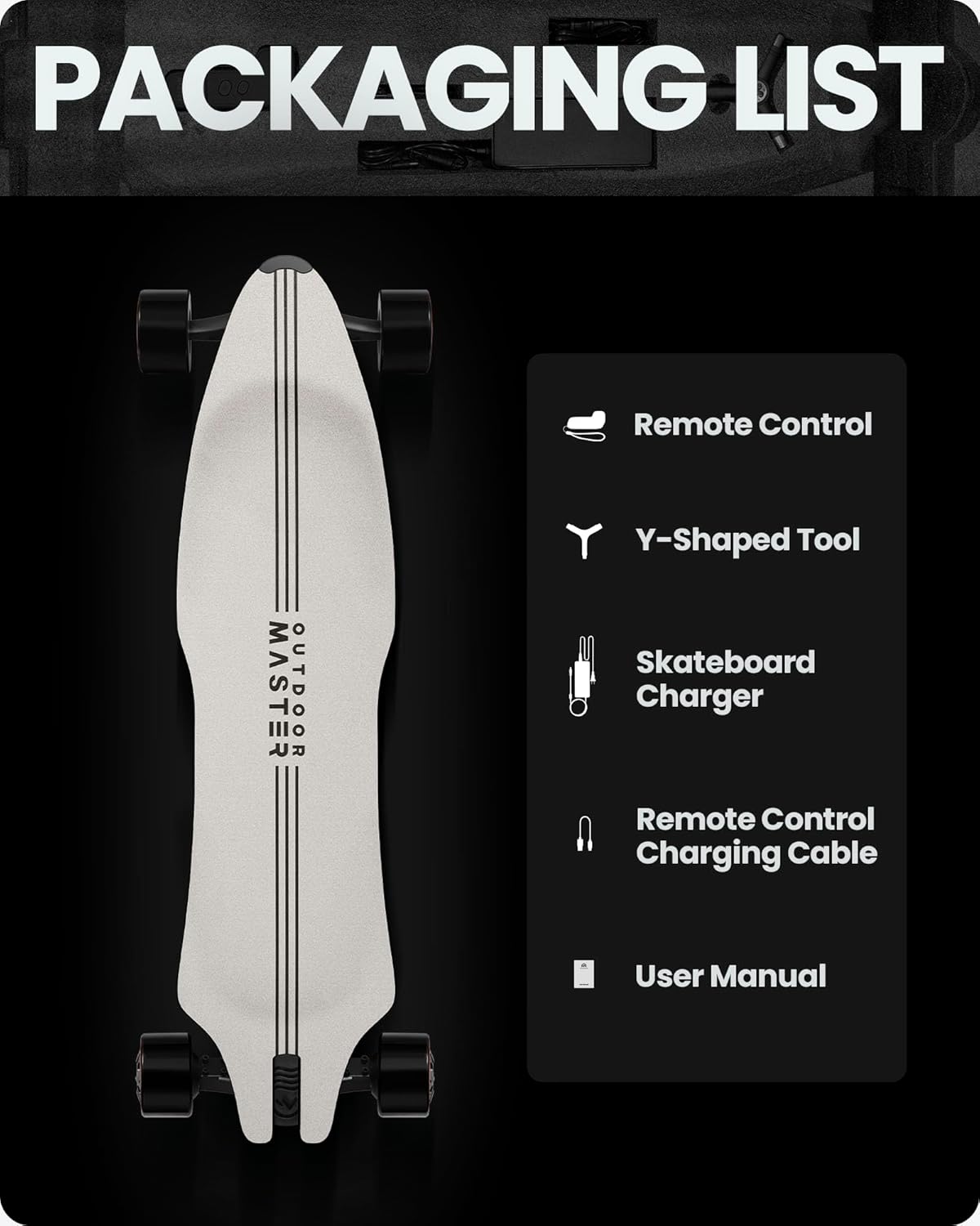 Skateboard elettrico Caribou con telecomando, autonomia 26 miglia, velocità massima 32 mph, 2 motori nel mozzo da 1000 W, longboard elettrico per adulti e adolescenti principianti, garanzia di 6 mesi.