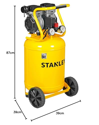 STANLEY Compressore Siltek Verticale Silenzioso 1,3HP, ‎Giallo, 39 x 39 x 87 Cm : Amazon.it: Fai da te