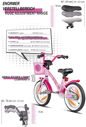 PROMETHEUS BICYCLES bicicletta bambina 4 anni bici per bambini bici bambina 14 pollici bimba con rotelle e freno contropedale Rosa : Sport e tempo libero