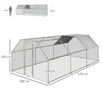 Easycomfort Recinto Gabbia per Galline in Metallo Galvanizzato Impermeabile, Pollaio con Porta e Copertura Oxford, 280x570x195cm