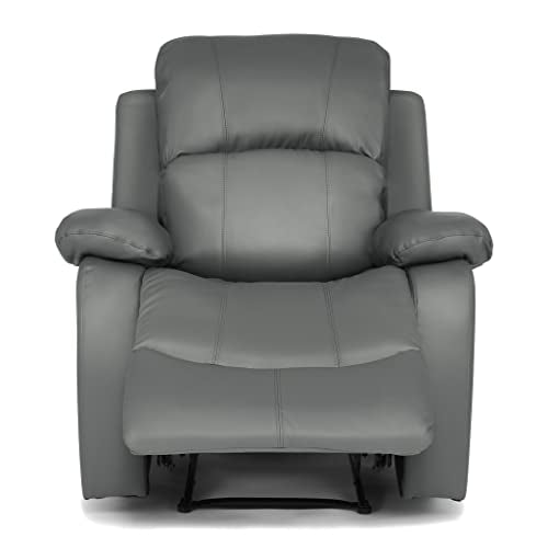 Bravich Divano reclinabile manuale in pelle rigenerata grigia di lusso, mobili per soggiorno, poltrona lounge set per il massimo comfort ed eleganza. Divano a posto singolo per la casa (96 x 93 x 97 : Amazon.it: Casa e cucina