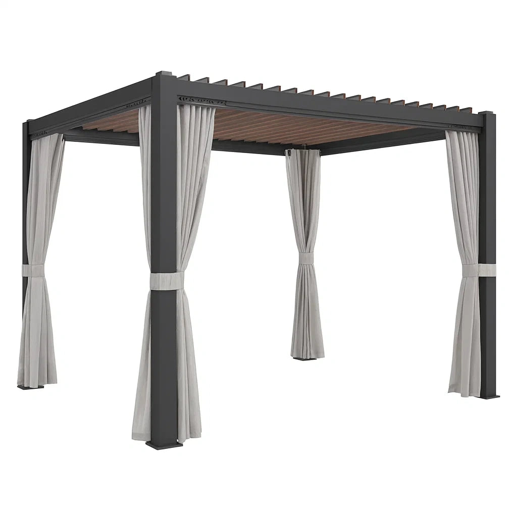 Pergola in Alluminio con Tende in Poliestere