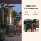 Wintem - Stufa a Gas da Esterno Aura a Piramide Grigia 12kW con Accensione Piezoelettrica e Termostato Regolabile per Terrazze e Giardini, Funzionamento con Bombola GPL o Butano, Design Moderno