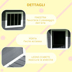 Easycomfort Cuccia per Cani da Esterno con Terrazza, Finestra e Tetto Impermeabile, 124x112x105cm, Grigio