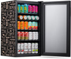 Frigorifero per bevande | 126 lattine indipendente con porta in vetro con cerniera a destra | Mini frigorifero per bevande, perfetto per birra, vino, bibite e bevande fredde