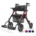 VOCIC Deambulatore per sedia a rotelle 2 in 1, pieghevole e leggero, con sedile, pneumatici in gomma per esterni, per tutti i terreni, leggeri con tasca a rete, in alluminio, colore rosso : Amazon.it: Salute e cura della persona