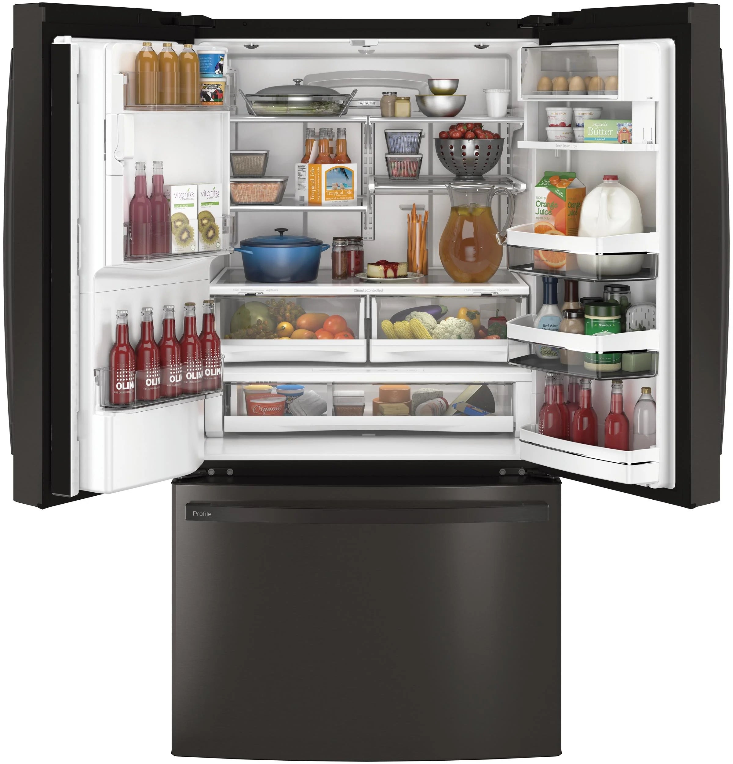 Frigorifero GE Appliances PFE28KBLTS da 36 pollici con porta alla francese, acciaio inossidabile nero