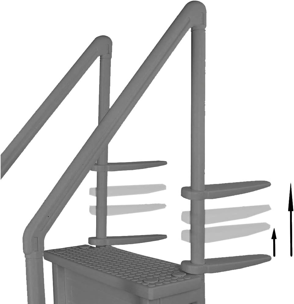 Gradini antiscivolo per piscine | Grigi | Per piscine fuori terra | Possono essere montati su ponti alti da 48" a 54" | Scale di sicurezza con portata fino a 300 libbre