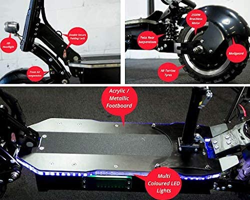 Monopattino elettrico ultraveloce MAXX 60MPH per adulti, pieghevole, doppio motore da 5000W | Batteria da 60V/38,5Ah | Autonomia 83 miglia | Pendenza 30°