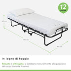EVERGREENWEB Letto Brandina Pieghevole con Materasso Memory Foam 80x190 Alto 12 cm SFODERABILE LAVABILE, Struttura Rete Singola a Doghe in Legno   Cuscino Omaggio, Kit Letto Salvaspazio con Rotelle : Amazon.it: Casa e cucina