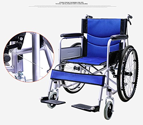 GX Wheelchair Sedia a Rotelle   Carrozzina Pieghevole per Anziani Carriola Portatile Multifunzione per Disabili, Blu : Amazon.it: Salute e cura della persona