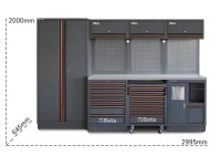 Arredo Beta C45PRO 2.0 X per officina 2955x645x2000mm con piano di lavoro in acciaio