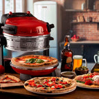 Ariete 927 Pizzeria Ariete, Forno pizza doppio, 2300 W, 2 pietre refrattarie, 2 pizze in 4 minuti, 2 termostati, Diametro 32 cm, 5 livelli di cottura, 2 pale in acciaio inox, Rosso