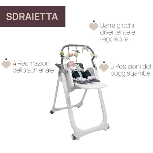 Chicco Polly Magic Relax Seggiolone Pappa per 0 Mesi   3 Anni (15 kg), Regolabile con 4 Ruote, Reclinabile a Sdraietta, Chiusura Compatta, Barra Gioco e Cuscino Riduttore : Prima infanzia
