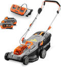 Tagliaerba Elettrico a Batteria FUXTEC E2RM37-40V (2x20V), Larghezza di Taglio 37cm, Altezza Regolabile, Senza Fili – Set con Batteria e Caricabatterie Inclusi