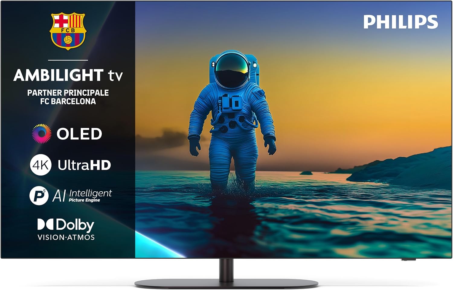Philips Ambilight 42OLED820 4K OLED Smart TV - 42" Display with P5 AI Perfect Picture Ultra HD Processor, Titan OS, Dolby Vision and Atmos Sound - Works with Alexa and