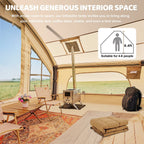 Tenda da campeggio gonfiabile per 6 persone con pompa, tenda familiare Glamping di 10 piedi x 7 piedi Facile installazione 4 stagioni impermeabile antivento all'aperto Blow Up Tent Cabina Oxford di lusso con finestre e porte a rete