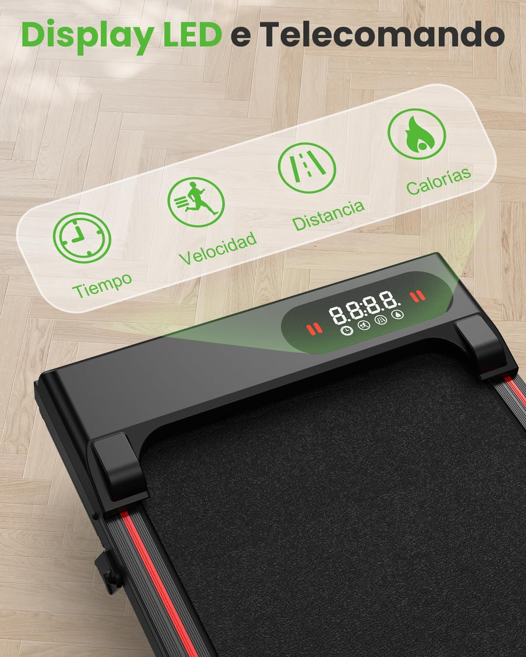 Tapis Roulant Elettrico Pieghevole Salvaspazio, Velocità Regolabile 1-8Km/H, Walking Pad 2.5HP, Nessuna installazione richiesta, Salvaspazio, Telecomando