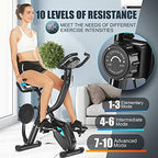 Profun Cyclette pieghevole da fitness, 10 livelli di resistenza magnetica e sedile ampio e confortevole, bicicletta di esercizio da interni, supporto per tablet e monitor digitale : Sport e tempo libero