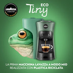 Lavazza, A Modo Mio Macchina per Caffè Tiny Eco Verde con 64 Capsule ¡Tierra! Assortite, Macchina per Espresso in Plastica Riciclata, 1450 W, 220-240 V, 50/60 Hz, 0.6 Litri