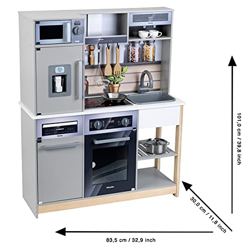 Theo Klein Cucina familiare Miele, in Legno con Fornello, Funzione Luci e Suoni, Forno a Microonde, Frigorifero con distributore di Cubetti di Ghiaccio, Accessori da Cucina, Giocattoli per Bambini 3  : Giochi e giocattoli
