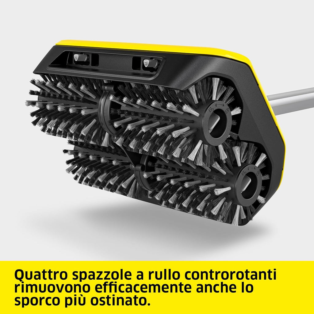 Kärcher lavapatio PCL 6, max. 10 bar, portata d'acqua: max. 180 l/h, larghezza area lavoro: 300 mm, velocità della spazzola 600-800 giri/min, per legno, compositi in plastica e pavimenti in pietra