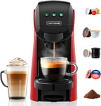 Warriors1 Macchina da Caffè Capsule 5in1 per Nespresso OL, Dolce Gusto, Lavazza A Modo Mio, FAP Espresso Point e Caffè Macinato, 20bar, 0,8L, Calore e Quantità Regolabili, Compatta per Casa e Ufficio