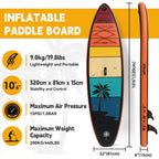 Set premium tavola SUP ALLPICK, tavola da Stand Up Paddling gonfiabile, con supporto universale per fotocamera, accessori completi, pagaia regolabile, per principianti e avanzati, capacità 150kg/180kg, colore arancione crepuscolo.