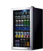 Frigorifero per bevande | 126 lattine indipendente con porta in vetro con cerniera a destra | Mini frigorifero per bevande, perfetto per birra, vino, bibite e bevande fredde