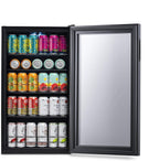 Frigorifero per bevande | 126 lattine indipendente con porta in vetro con cerniera a destra | Mini frigorifero per bevande, perfetto per birra, vino, bibite e bevande fredde