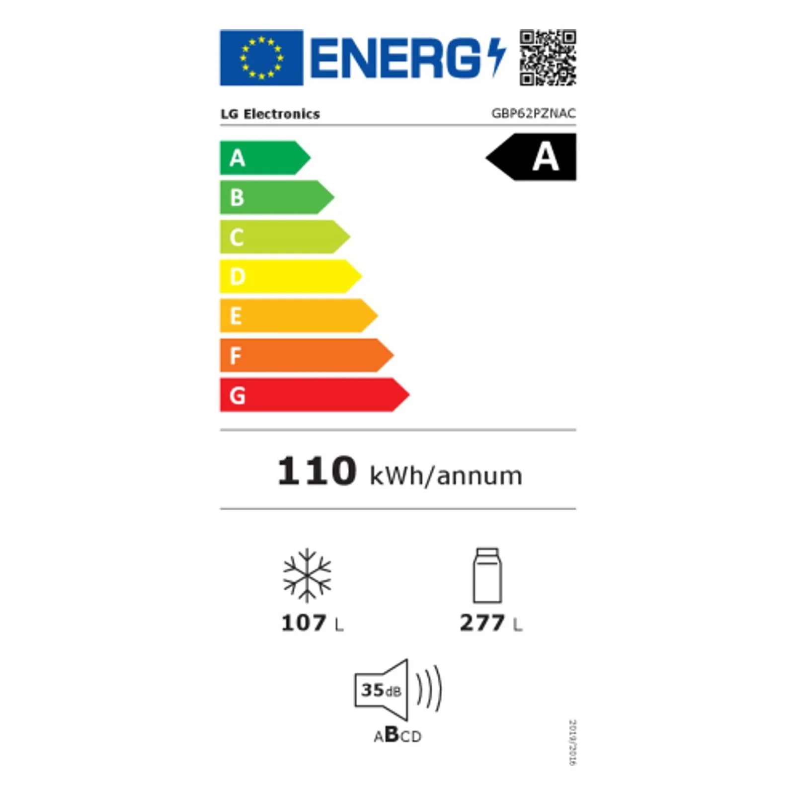 LG Combinazione frigorifero e congelatore GBP62PZNAC con Compressore Lineare Inverter