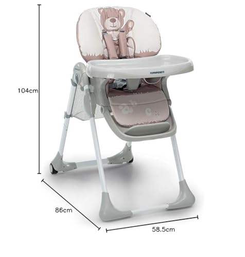 Foppapedretti Seggiolone Meeting, bambini da 6 mesi a 3 anni (fino a 15 Kg), Seduta/Poggiapiedi/Schienale Regolabili, Cesto Porta Oggetti, Stabile e Confortevole, con Imbottitura Lavabile, Teddy : Prima infanzia