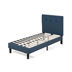 Zinus Omkaram Letto 80x190 cm   Stuttura letto 36 cm di altezza   Struttura letto a piattaforma imbottita con testata e supporto a doghe in legno   Blu scuro : Casa e cucina