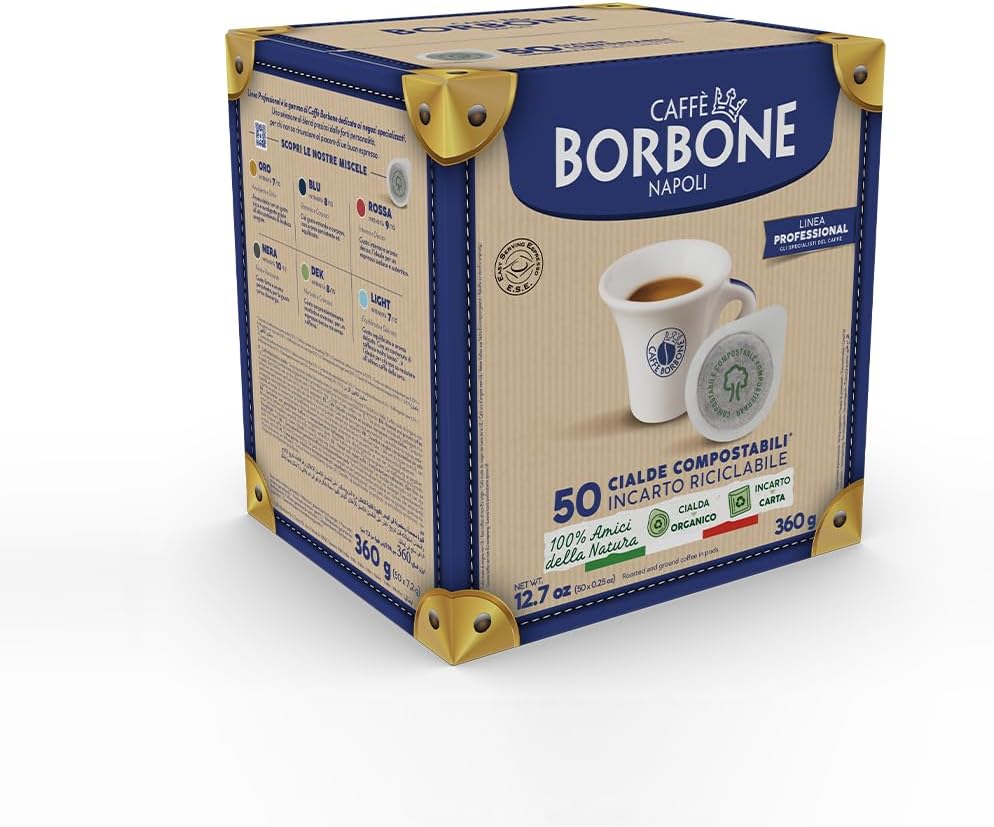 CAFFÈ BORBONE Bluemoon Espresso and Infusion Machine – Compatible with E.S.E 44 mm Pods + 50 Compostable Pods Blue Blend – Body 8.5 – Christmas Gift Idea – Christmas Gift Idea