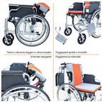 Sedia a Rotelle Superleggera KEROS in Alluminio – 13,7 kg, Braccioli Ribaltabili, Freni da Maniglia, Seduta 45 cm