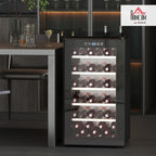 HOMCOM Cantinetta Vino Refrigerata 41 Bottiglie 91L Cantina Vino Silenziosa Temperatura Regolabile 5-20℃ Frigo Vino Bar con Vetro Anti UV, Ripiani, Compressore, Display Touch, Luci LED, Classe G, Nera