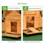 Easycomfort Pollaio Gabbia Ovaiole per Galline da Giardino con 2 Cassetti, Nido e Tetto da Esterno Impermeabile in Legno, 150x100x96.5 cm