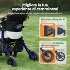VOCIC Deambulatore Sedia Rotelle 2 in 1|Deambulatore per anziani 4 ruote con seduta,Carrello pieghevole per tutti i terreni|Rollator da esterno egolabile in altezza in alluminio |Blu 5 anni garanzia : Amazon.it: Salute e cura della persona
