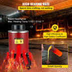 Forno di fusione elettrico VEVOR, forno di fusione elettrico digitale da 3 kg, forno per fusione dell'oro da 1750 W, 1150 °C/2102 °F con crogiolo in grafite e matrice per lingotti per la lavorazione di fusione di oro, argento, rame e alluminio.
