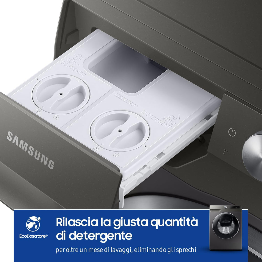Lavatrice AI control Addwash WW90T684DLN/S3, Libera installazione, 9 Kg, 1400 RPM, WiFi, Ecodosatore, Vapore, Carica Frontale, 60l x 85h x 55p cm, Nero