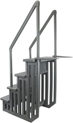 Gradini antiscivolo per piscine | Grigi | Per piscine fuori terra | Possono essere montati su ponti alti da 48" a 54" | Scale di sicurezza con portata fino a 300 libbre