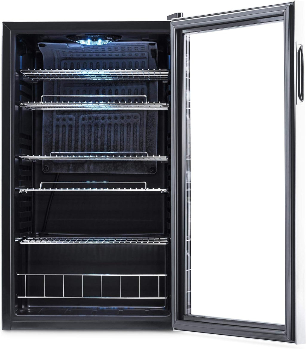 Frigorifero per bevande | 126 lattine indipendente con porta in vetro con cerniera a destra | Mini frigorifero per bevande, perfetto per birra, vino, bibite e bevande fredde