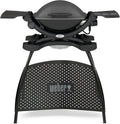 Weber Q1400 BBQ Elettrico con Supporto, sup. cottura 43 x 32 cm, barbecue portatile, sup. cottura in ghisa smaltata divisa in 2, coperchio e corpo in alluminio pressofuso - Grigio scuro (52020853)