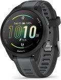 Forerunner 165 Running Smartwatch 43mm GPS Cardio VO2max Morning Report HRV Status Free Plans 5K 10K 21K Training Readiness Pay (Black & Slate Gray)