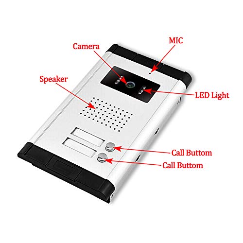uoweky 7 '' Videocitofono a colori cablato sistema di porte IR telecamera di visione notturna   schermi di controllo interni per 2/3 appartamenti (2 monitor) : Fai da te