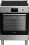 Hotpoint Ariston H6I8LMSAX – Cucina a libera installazione 60x60 cm con forno multifunzione ventilato da 72L, piano a induzione, classe A, Diamond Clean, Air Fry, Active Multiflow – Acciaio Inox