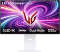 LG UltraGear OLED 32GS95UV Monitor Gaming 32", UHD 4K (3840x2160) 240Hz, 480Hz in FHD con Dual Mode, 0,03ms (GtG), G-Sync, FreeSync Premium Pro, HDR 400 True Black, HDMI 2.1, DisplayPort, Bianco