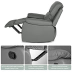 Bravich Divano reclinabile manuale in pelle rigenerata grigia di lusso, mobili per soggiorno, poltrona lounge set per il massimo comfort ed eleganza. Divano a posto singolo per la casa (96 x 93 x 97 : Amazon.it: Casa e cucina