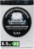 Haier I-Pro Serie 7 Lavasciuga Slim 8+5 Kg, Libera Installazione, Carica Frontale, 59,5 x 56 x 85 cm, 1400 Giri, Classe A/D, Trattamento Antibatterico, Rilevamento Carico, Bianca - HWD80-B14979