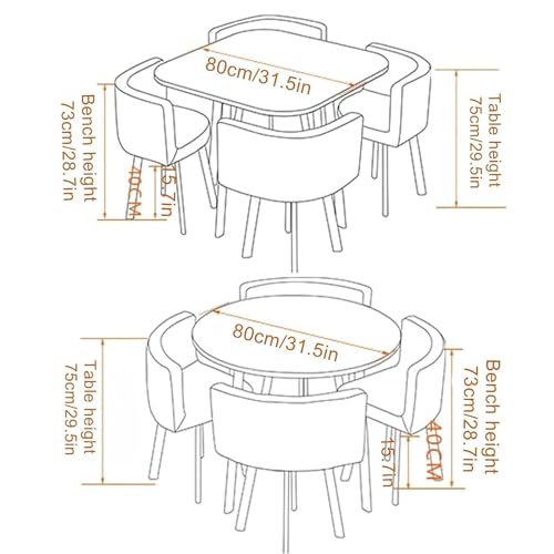 YHKJLYH Set Tavolo da Pranzo Rotondo/Quadrato con sedie, Tavolo da conferenza Moderno e Set da 4 sedie, Combinazione Tavolo Reception e Sedia, Set Tavolo da Cucina in Legno per 4 Persone per soggior : Casa e cucina
